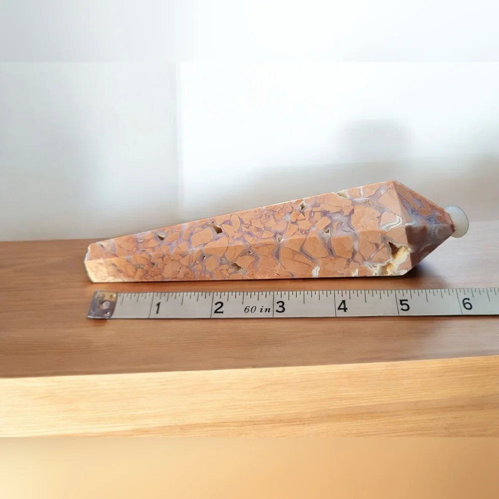 Pink druzy flower Agate wand crystal shapes for collectors 6 inch wand